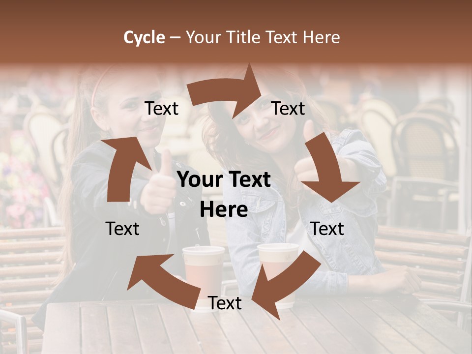 Two Girls Giving Thumbs Up At A Table PowerPoint Template