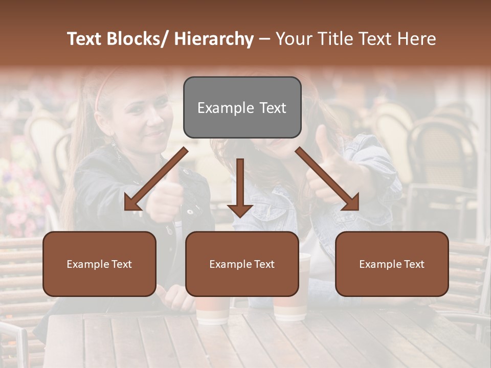 Two Girls Giving Thumbs Up At A Table PowerPoint Template