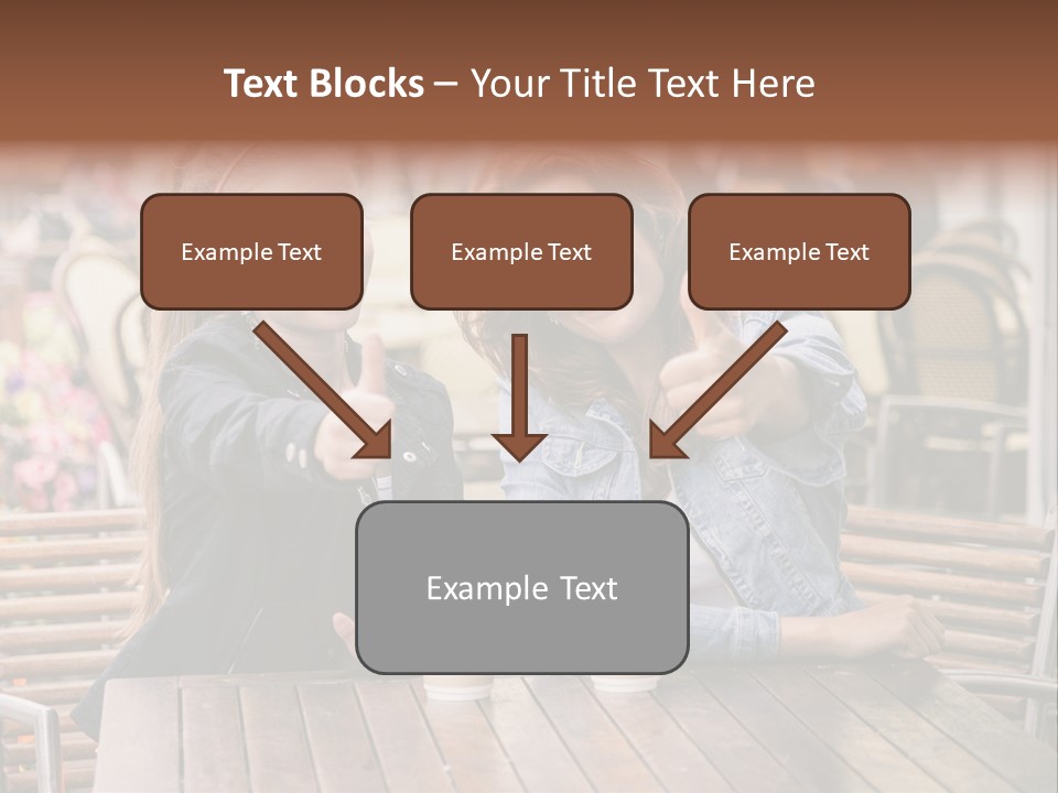 Two Girls Giving Thumbs Up At A Table PowerPoint Template
