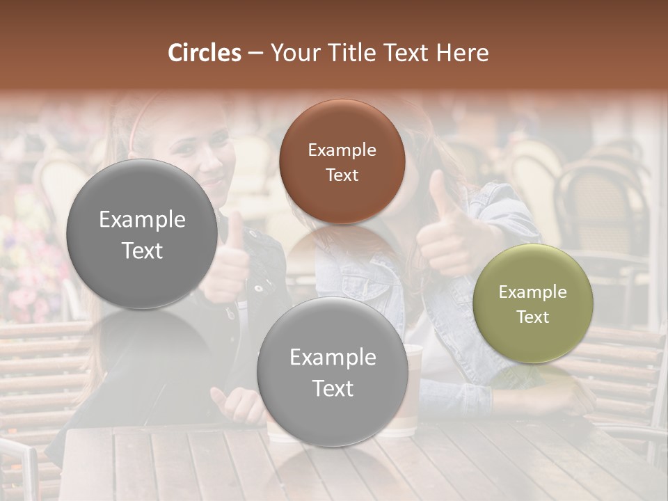 Two Girls Giving Thumbs Up At A Table PowerPoint Template