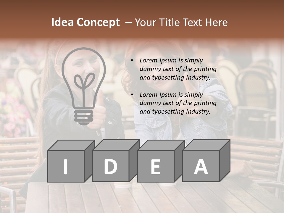 Two Girls Giving Thumbs Up At A Table PowerPoint Template