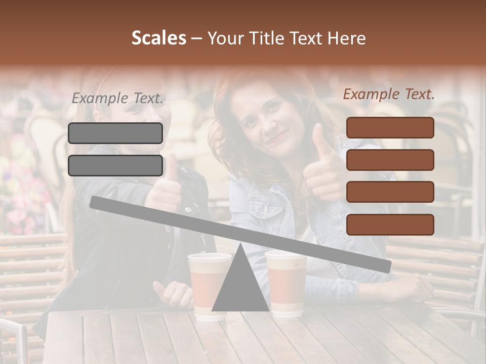 Two Girls Giving Thumbs Up At A Table PowerPoint Template