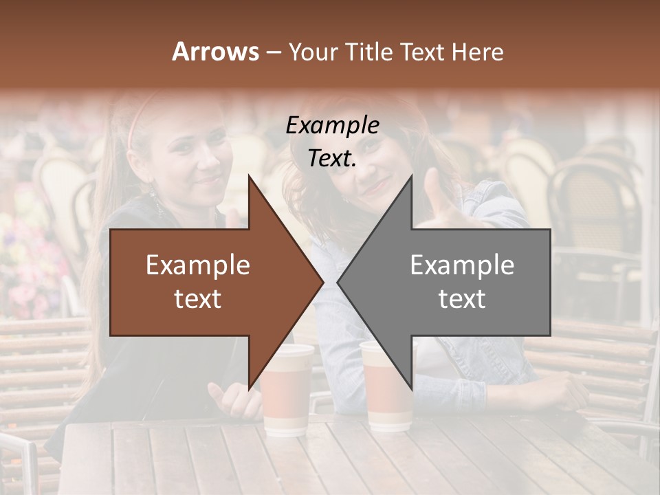 Two Girls Giving Thumbs Up At A Table PowerPoint Template