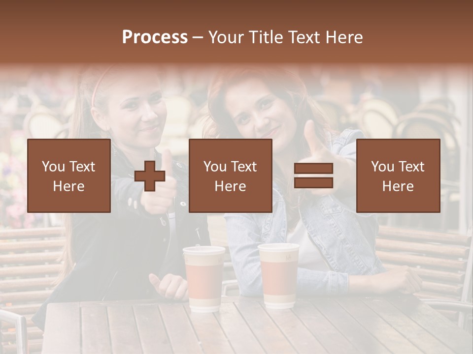 Two Girls Giving Thumbs Up At A Table PowerPoint Template