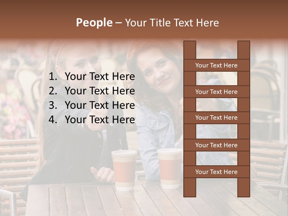 Two Girls Giving Thumbs Up At A Table PowerPoint Template