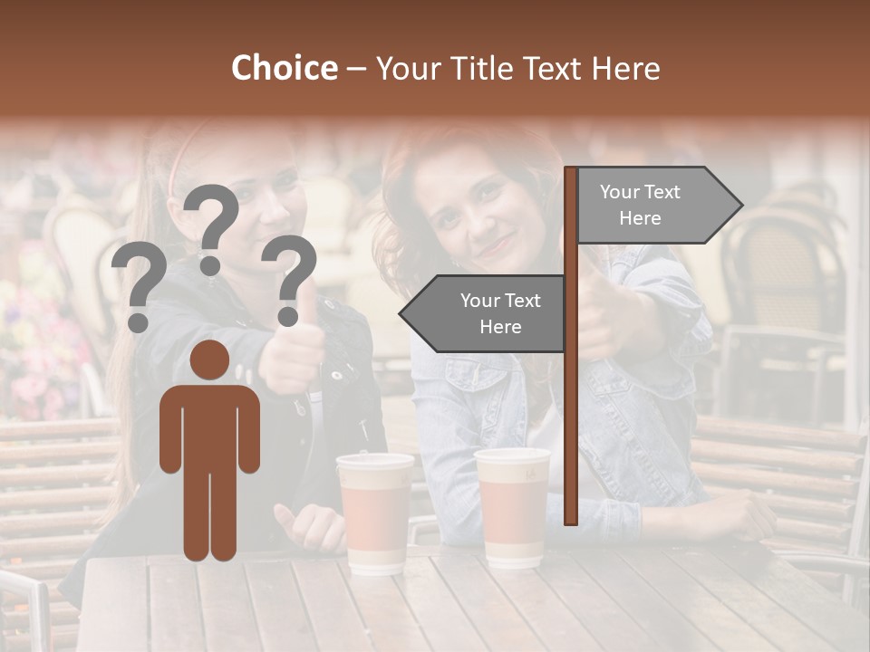 Two Girls Giving Thumbs Up At A Table PowerPoint Template