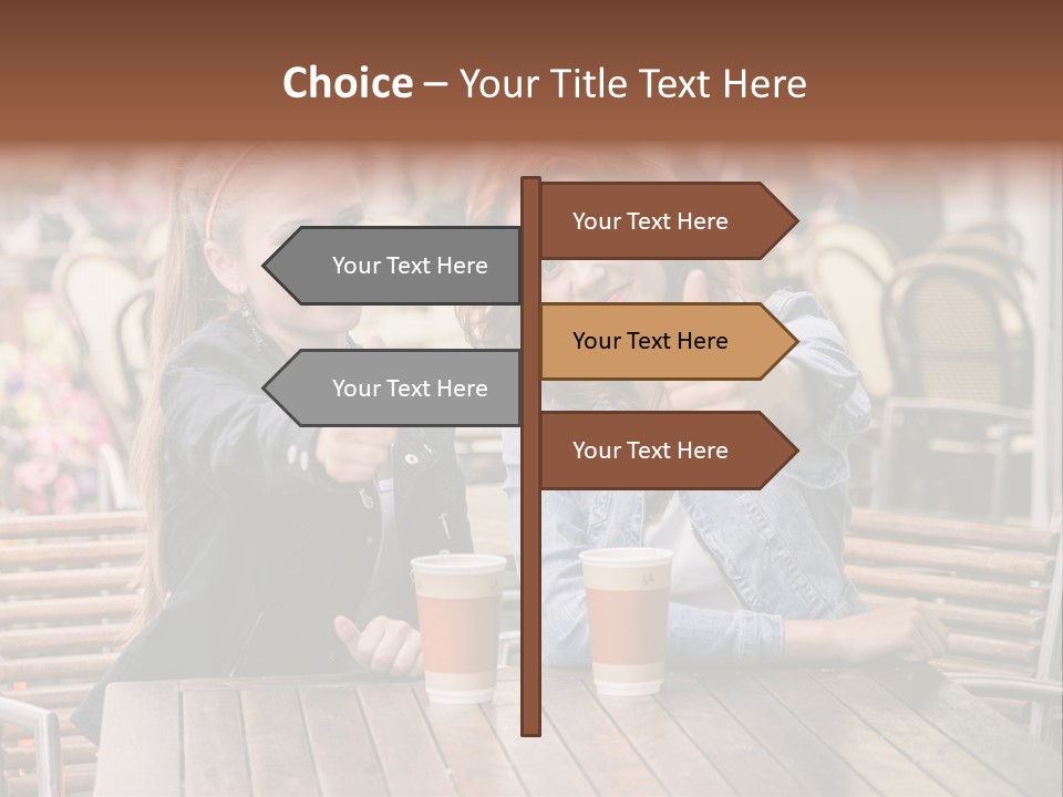 Two Girls Giving Thumbs Up At A Table PowerPoint Template