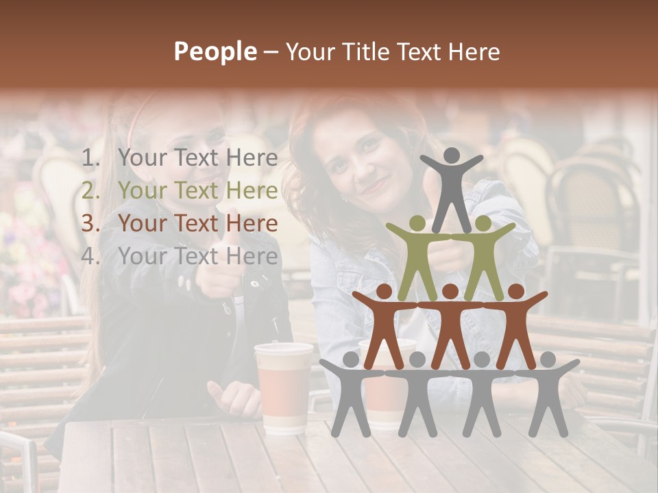 Two Girls Giving Thumbs Up At A Table PowerPoint Template