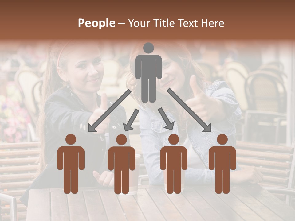 Two Girls Giving Thumbs Up At A Table PowerPoint Template