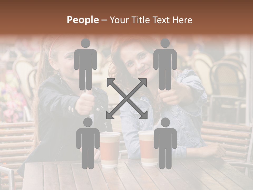 Two Girls Giving Thumbs Up At A Table PowerPoint Template