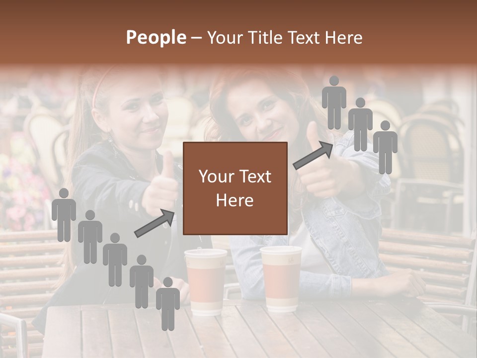 Two Girls Giving Thumbs Up At A Table PowerPoint Template