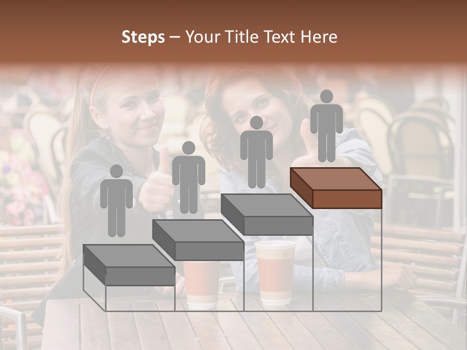 Two Girls Giving Thumbs Up At A Table PowerPoint Template