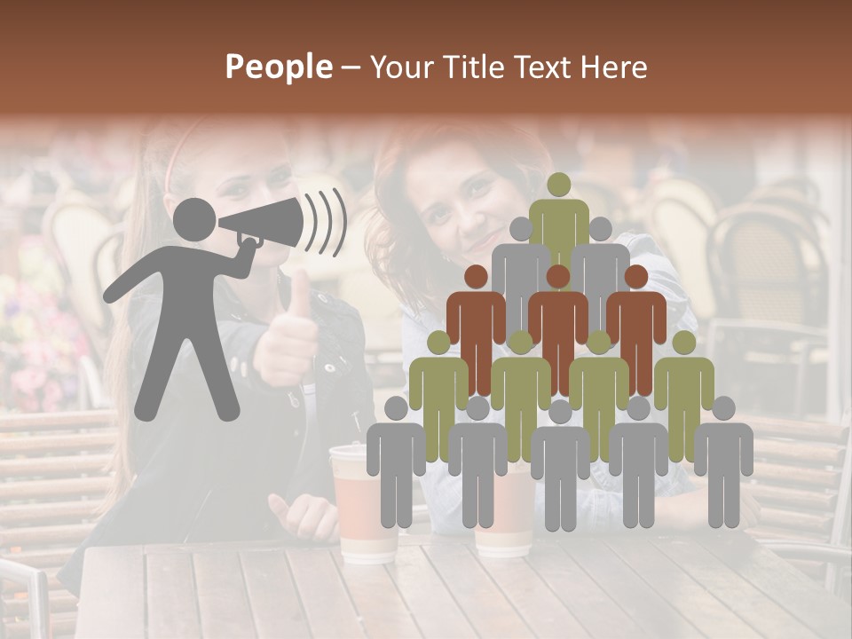 Two Girls Giving Thumbs Up At A Table PowerPoint Template