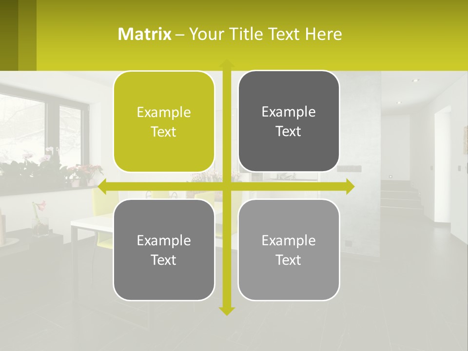 A White Table With Yellow Chairs In A Room PowerPoint Template