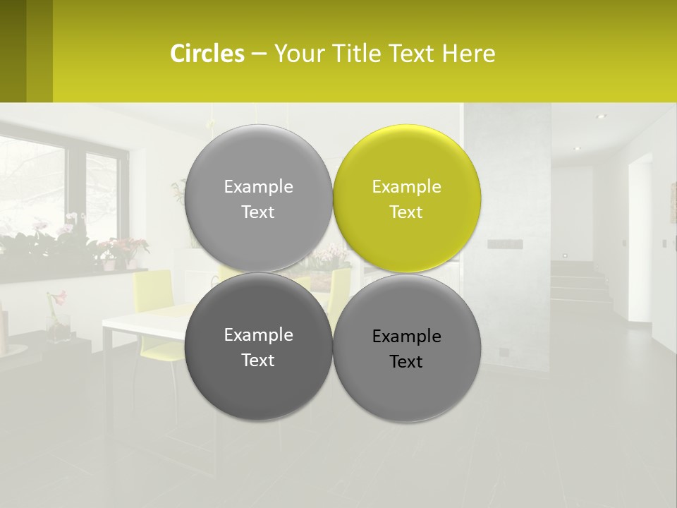 A White Table With Yellow Chairs In A Room PowerPoint Template