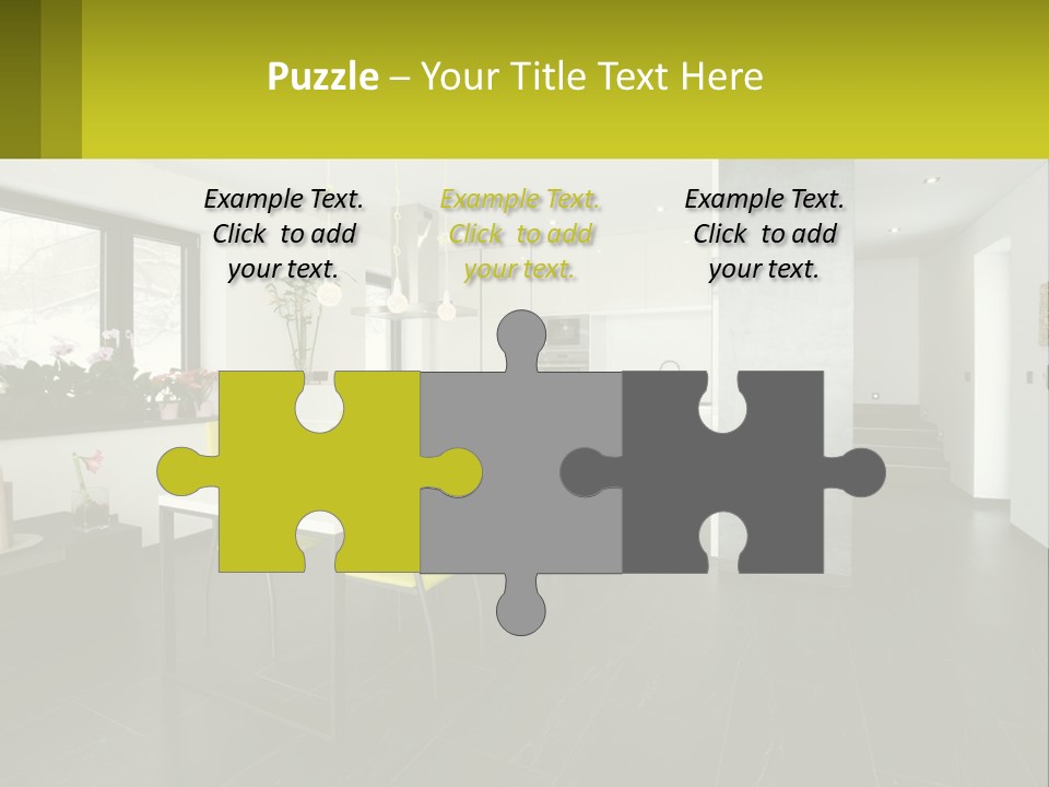 A White Table With Yellow Chairs In A Room PowerPoint Template