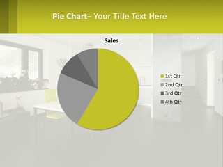 A White Table With Yellow Chairs In A Room PowerPoint Template