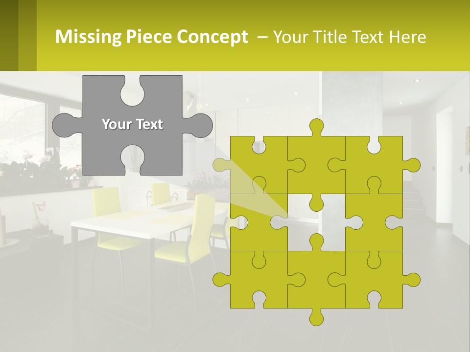 A White Table With Yellow Chairs In A Room PowerPoint Template