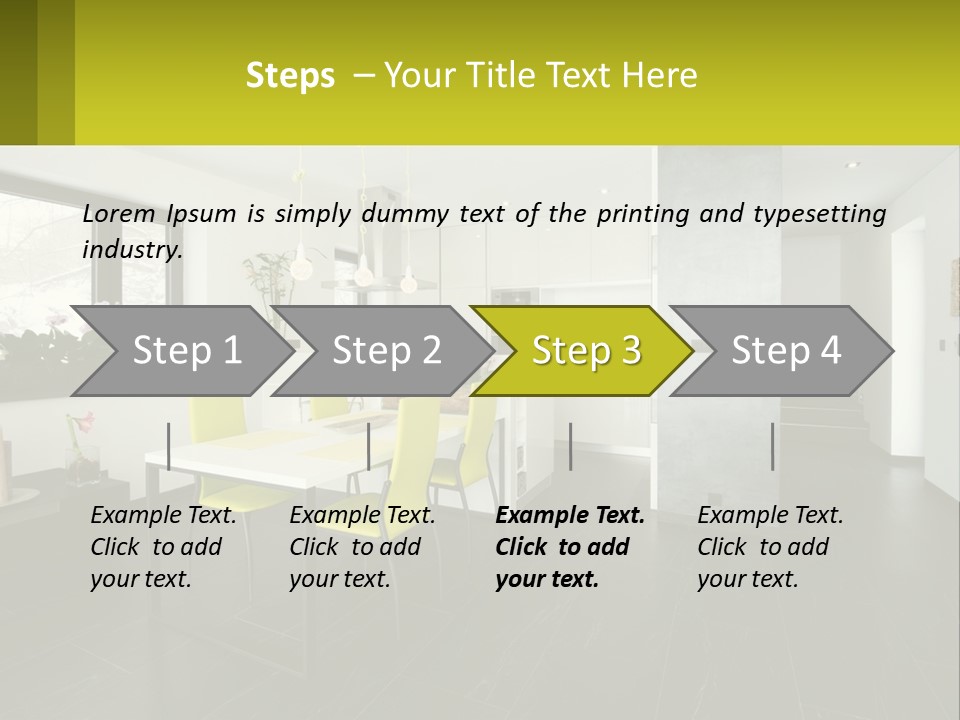 A White Table With Yellow Chairs In A Room PowerPoint Template
