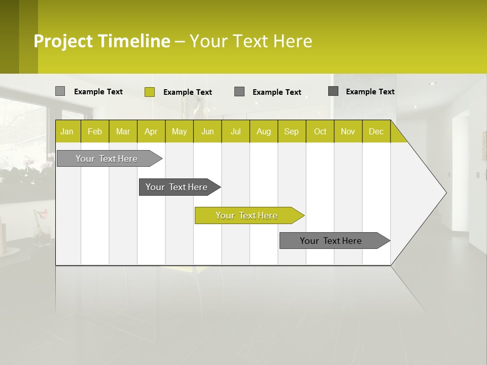 A White Table With Yellow Chairs In A Room PowerPoint Template