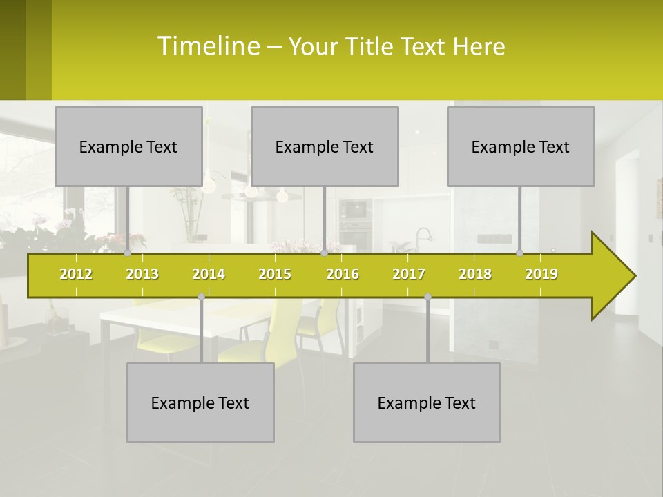 A White Table With Yellow Chairs In A Room PowerPoint Template