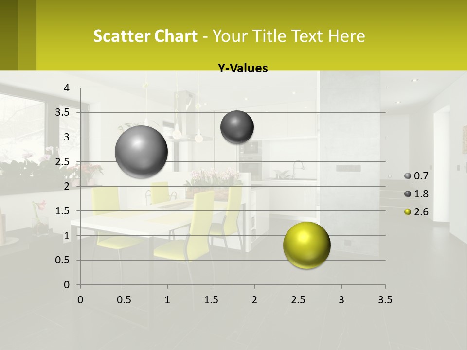 A White Table With Yellow Chairs In A Room PowerPoint Template