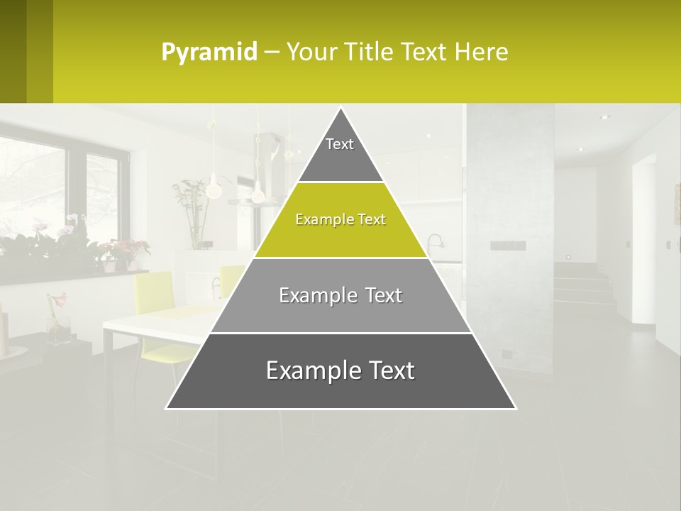 A White Table With Yellow Chairs In A Room PowerPoint Template