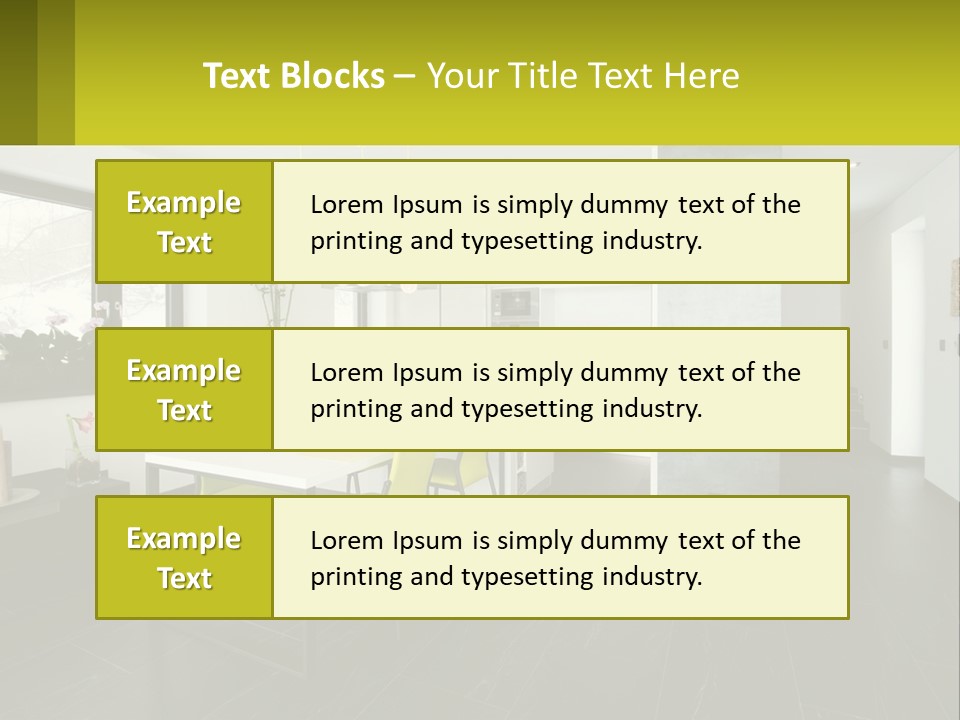 A White Table With Yellow Chairs In A Room PowerPoint Template