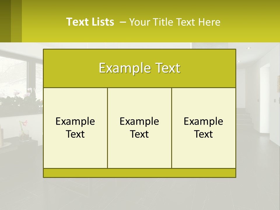 A White Table With Yellow Chairs In A Room PowerPoint Template