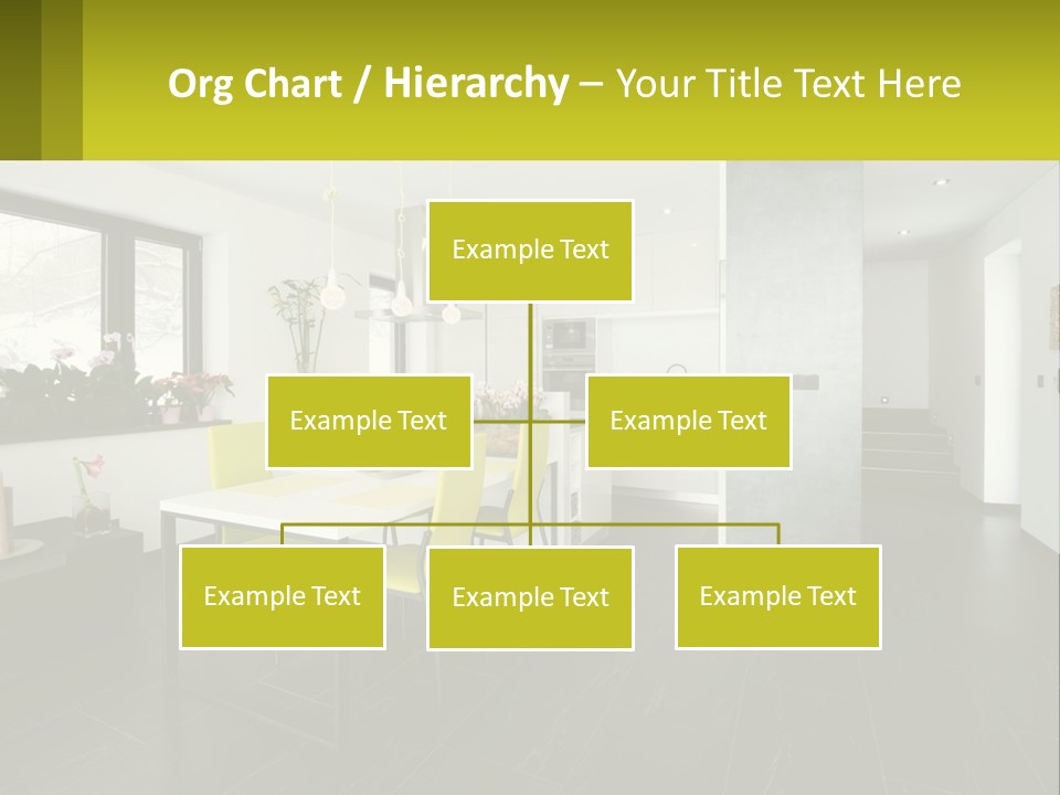 A White Table With Yellow Chairs In A Room PowerPoint Template
