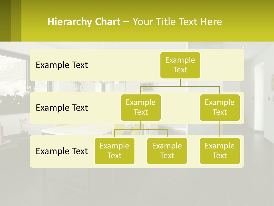 A White Table With Yellow Chairs In A Room PowerPoint Template