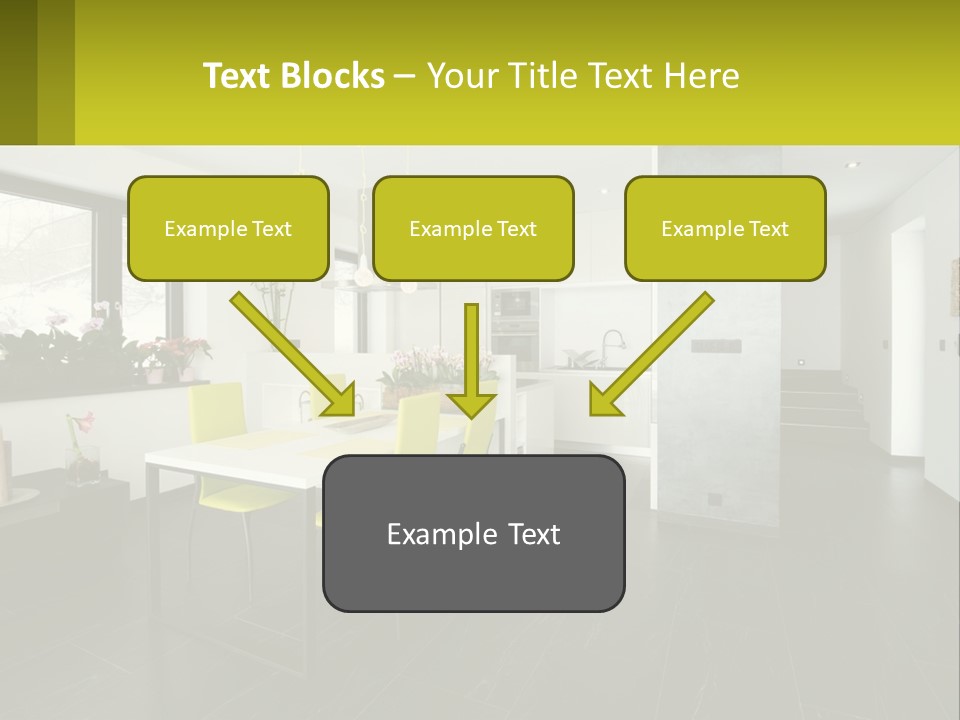 A White Table With Yellow Chairs In A Room PowerPoint Template