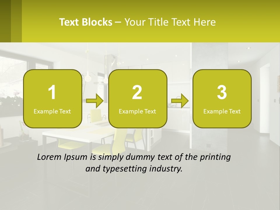 A White Table With Yellow Chairs In A Room PowerPoint Template