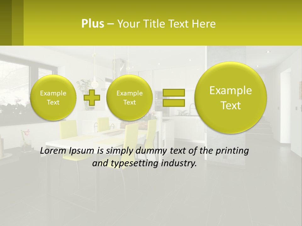 A White Table With Yellow Chairs In A Room PowerPoint Template