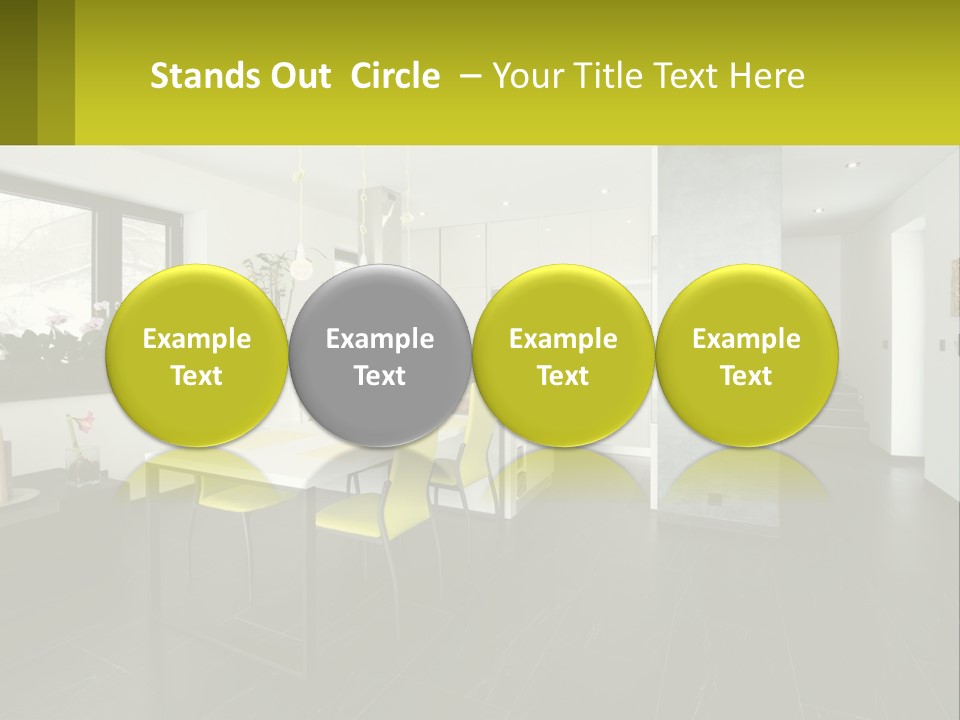 A White Table With Yellow Chairs In A Room PowerPoint Template