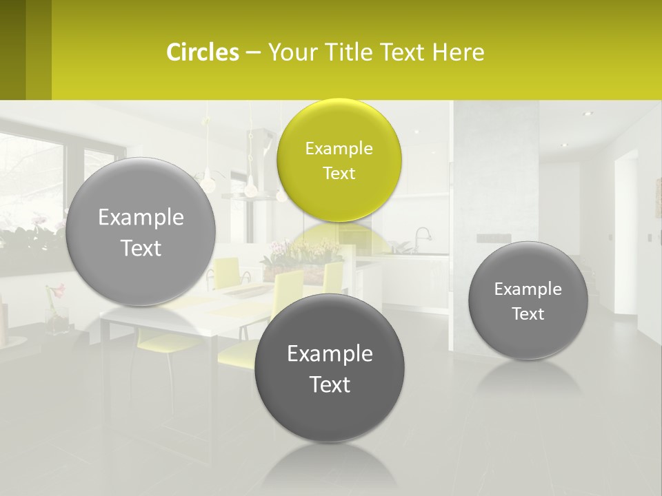 A White Table With Yellow Chairs In A Room PowerPoint Template