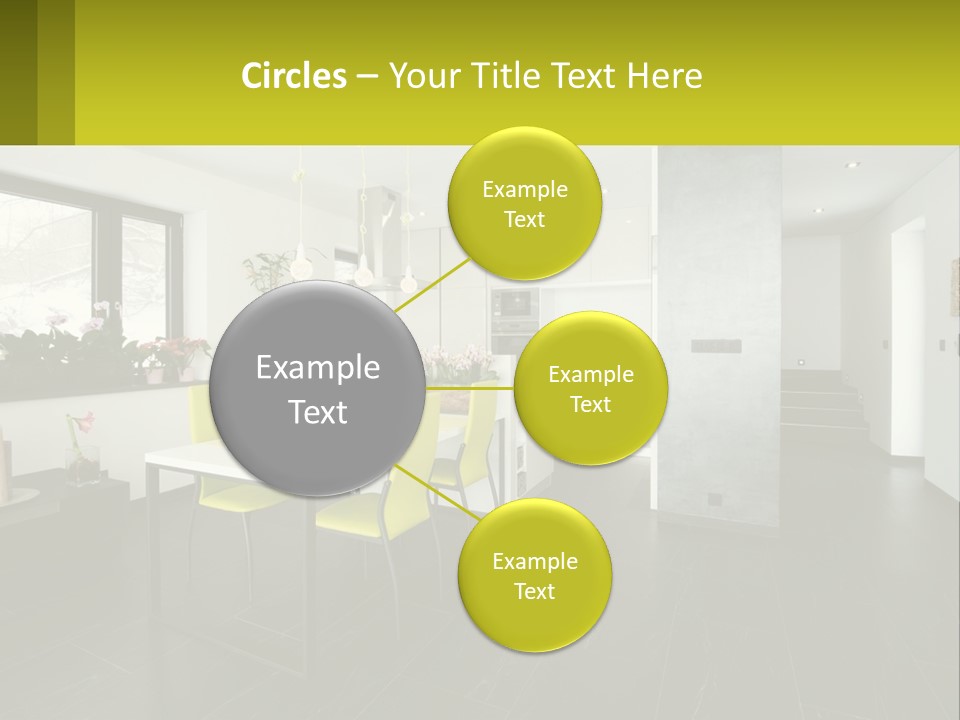 A White Table With Yellow Chairs In A Room PowerPoint Template