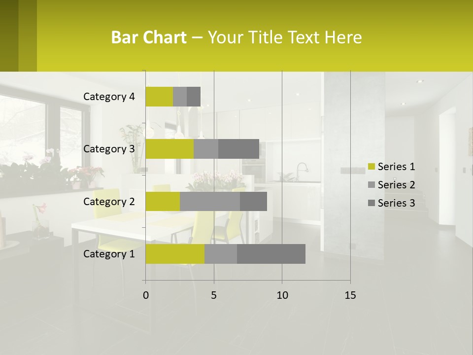 A White Table With Yellow Chairs In A Room PowerPoint Template