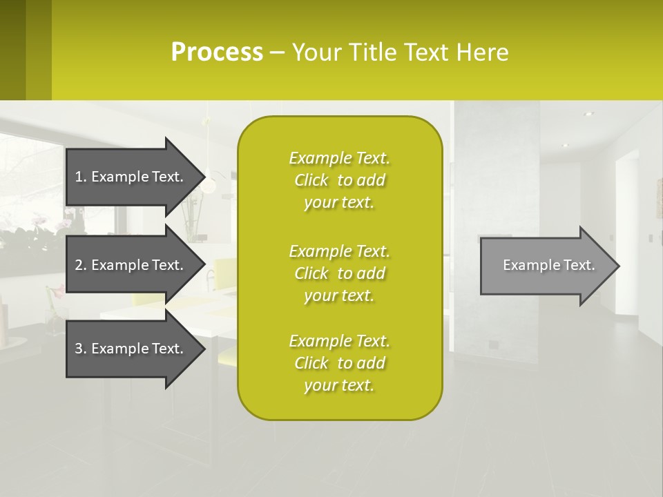 A White Table With Yellow Chairs In A Room PowerPoint Template