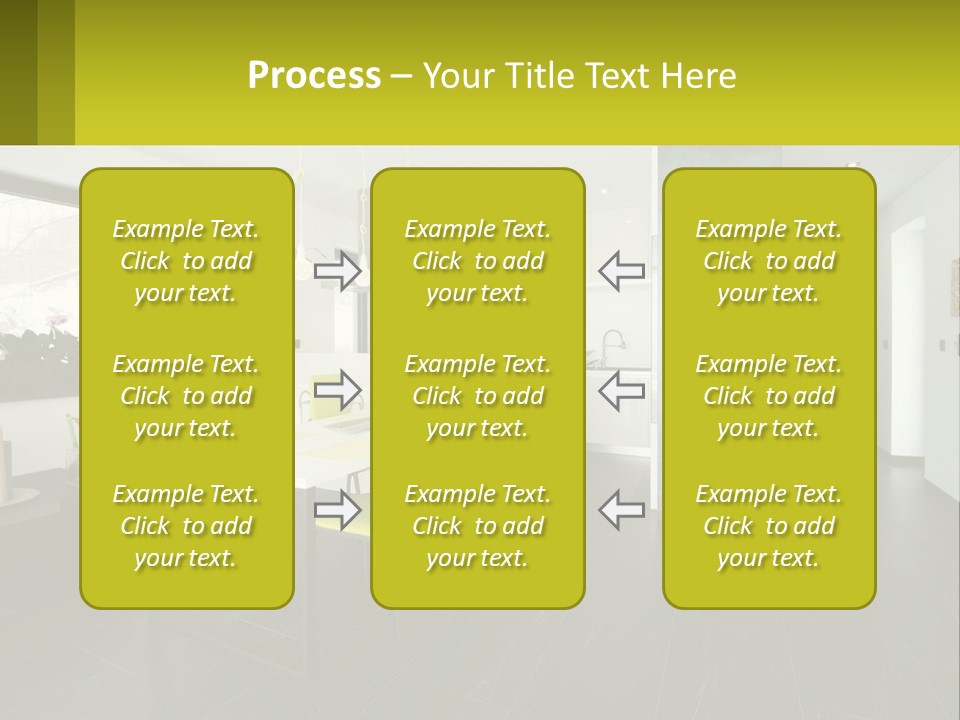 A White Table With Yellow Chairs In A Room PowerPoint Template