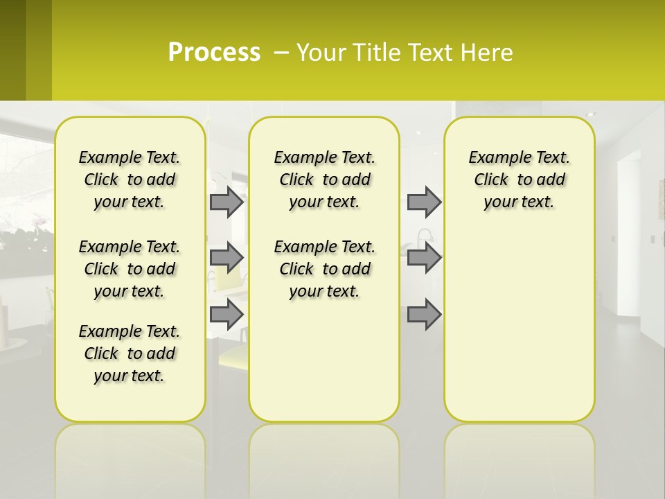A White Table With Yellow Chairs In A Room PowerPoint Template