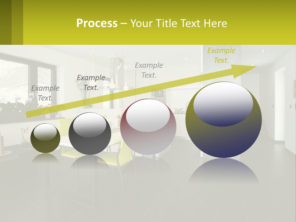 A White Table With Yellow Chairs In A Room PowerPoint Template