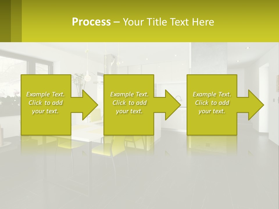 A White Table With Yellow Chairs In A Room PowerPoint Template