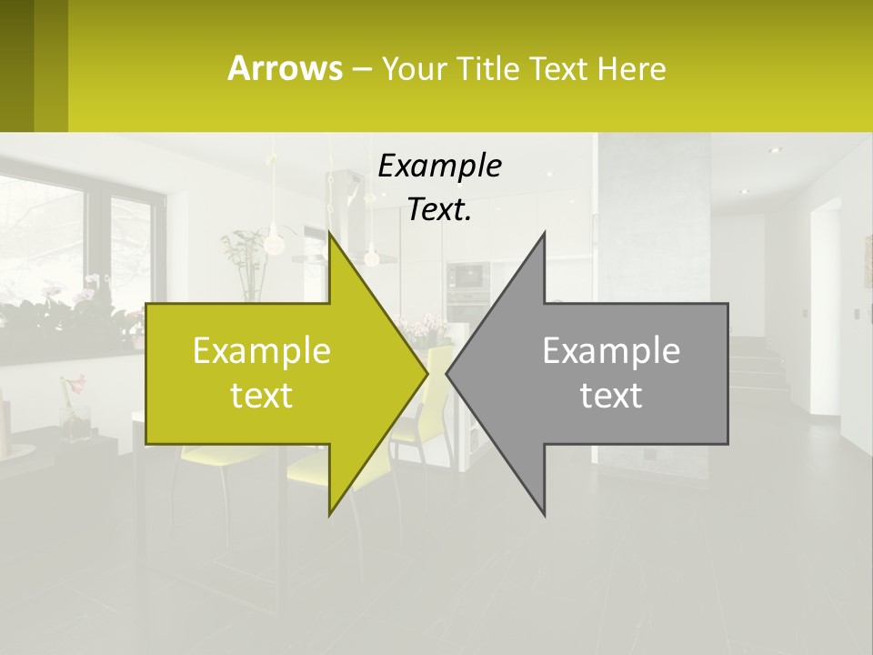 A White Table With Yellow Chairs In A Room PowerPoint Template