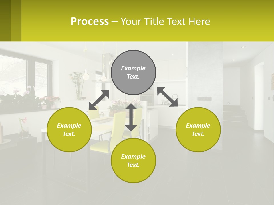 A White Table With Yellow Chairs In A Room PowerPoint Template
