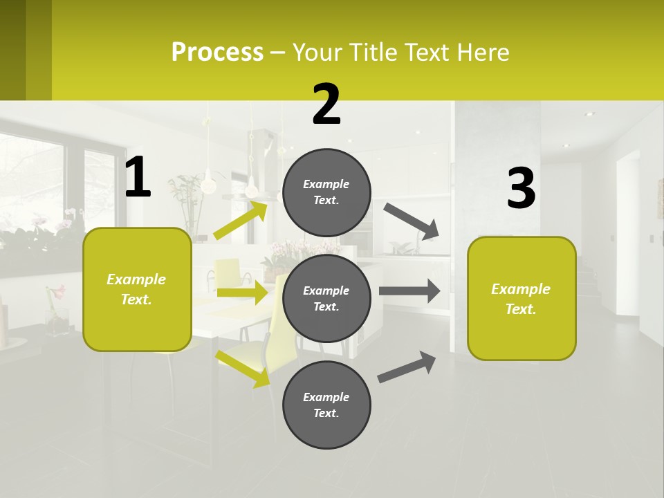 A White Table With Yellow Chairs In A Room PowerPoint Template