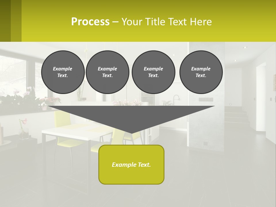 A White Table With Yellow Chairs In A Room PowerPoint Template