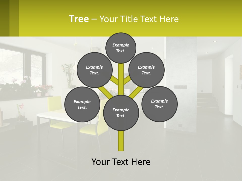 A White Table With Yellow Chairs In A Room PowerPoint Template