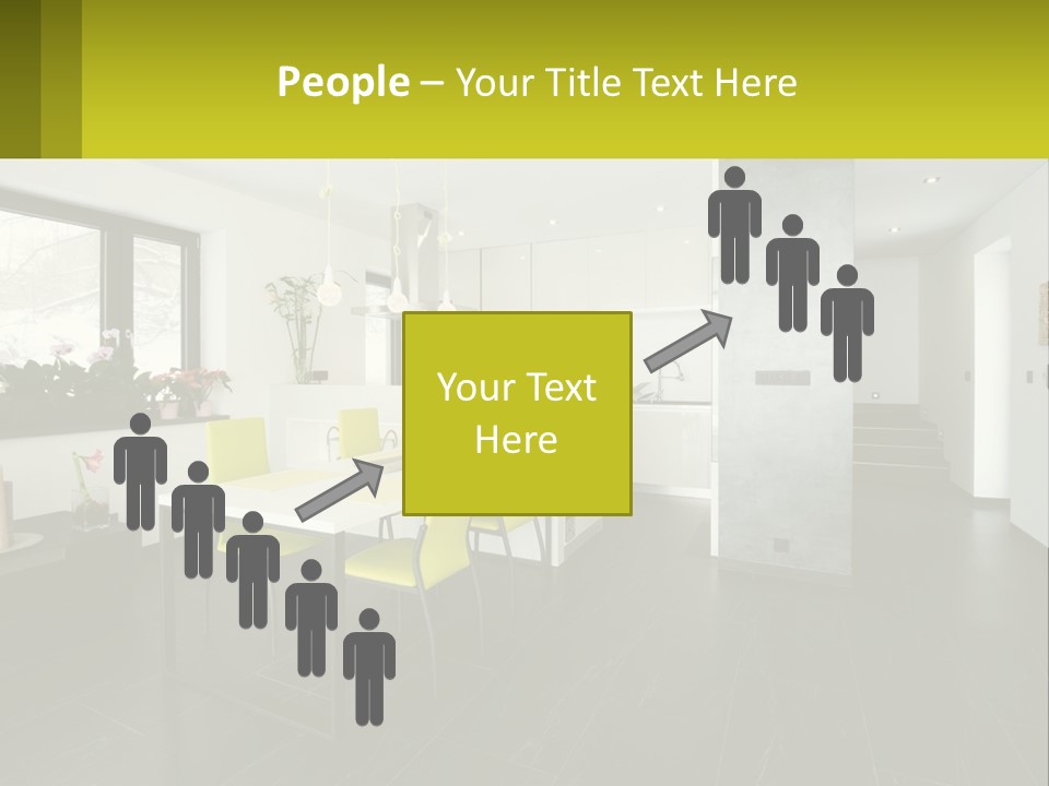 A White Table With Yellow Chairs In A Room PowerPoint Template