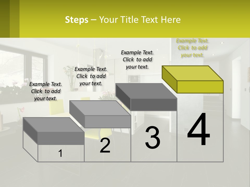 A White Table With Yellow Chairs In A Room PowerPoint Template